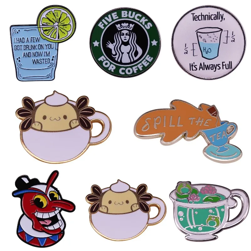 エナメルピンバッジ,ラペルピン,パーソナライズ,レモン,コーヒーカップ,ラペルバッジ,バックパック,友達へのジュエリーギフト,卸売り