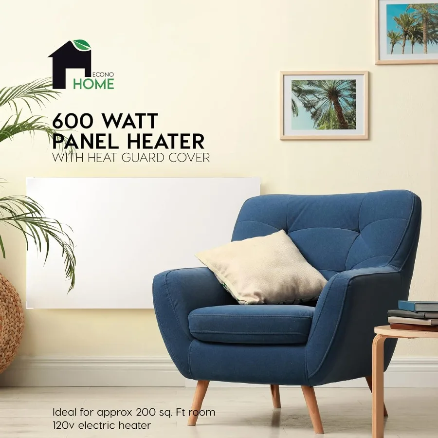 Raumheizplatte zur Wandmontage mit integriertem Thermostat für effiziente Raumheizung – Konvektionsheizung mit 600-Watt-Wärmeschutz