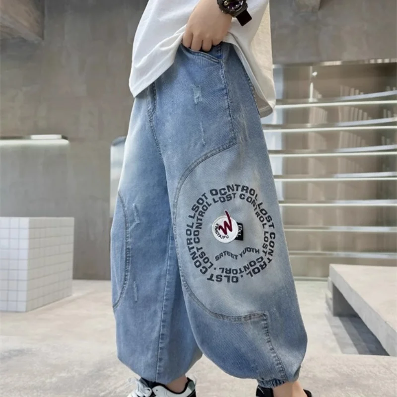 Boys Jean Pants Long Trousers Denim 2024 Elegant Spring Autumn Baby's Kids Sport Teenagers Birthday Christmas Gift Children's Cl