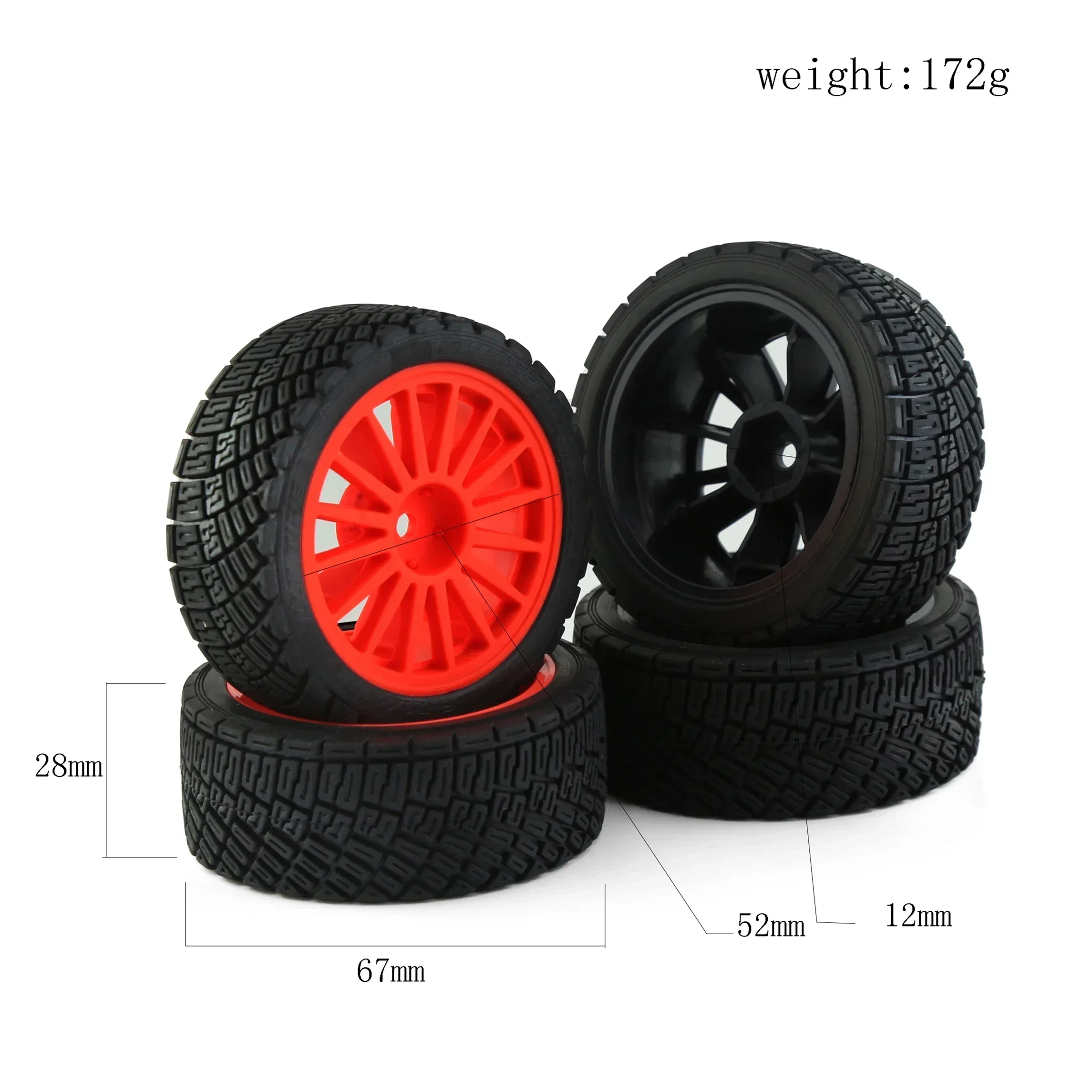 CatRC  4pcs 67mm Rubber Tire Wheel Tyre for Tamiya XV01 XV02 TT01 TT02 PTG-2 WRC Hyundai i20 1/10 RC Rally Racing Car Upgrade Pa