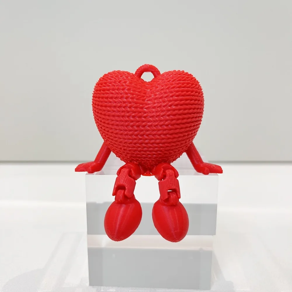 

3D Printed Red Heart Ornament Creative Movable Joint Love Figurines Crafts Home Decor Desktop Ornament for Valentine's Day Gift