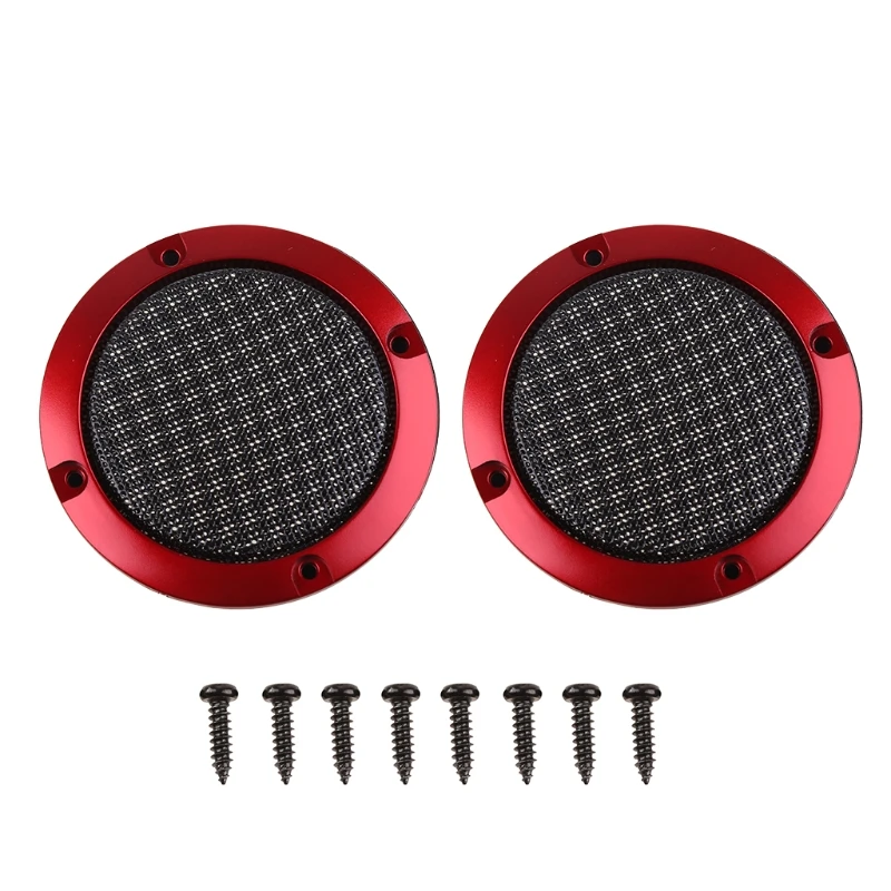 2 Packs 3 inches Auto Speaker Cover Car  Subwoofer Grille Red Accessories