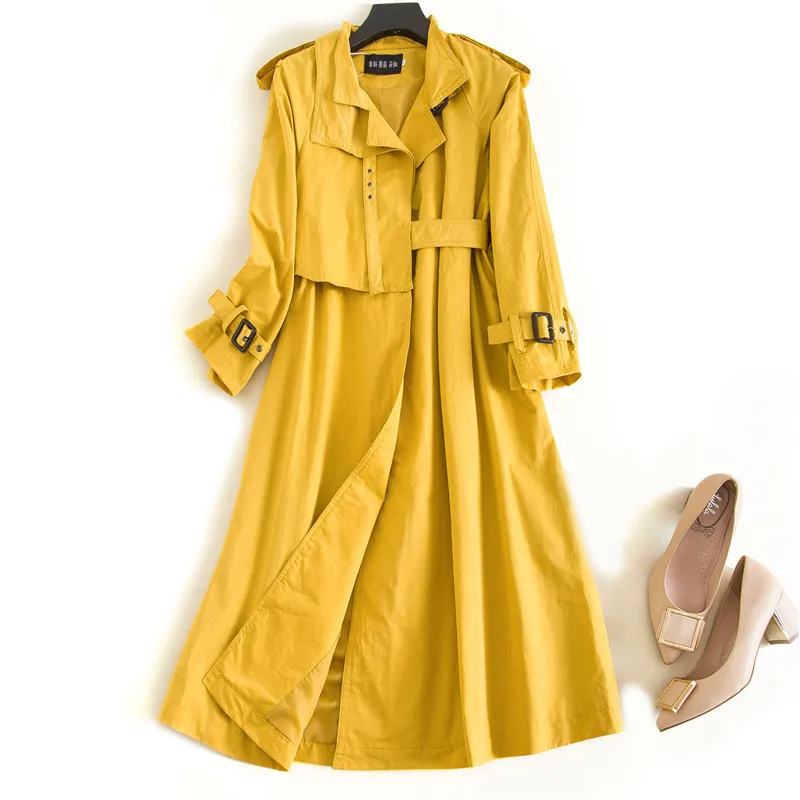 

Nice Autumn Fashion Pop Women Trench Coat Patchwork Pocket Windbreaker Female Loose Long Coat Casual Solid Overcoat High Quality