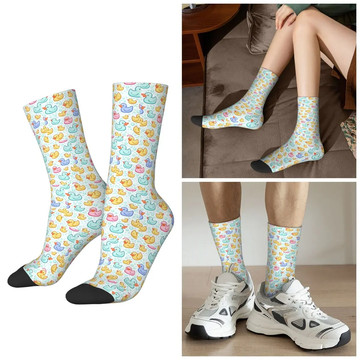

All Seasons Cute Yellow Rubber Duck Cartoon Socks Harajuku Crew Socks Hip Hop Stockings for Men Women Valentine's Day Gifts