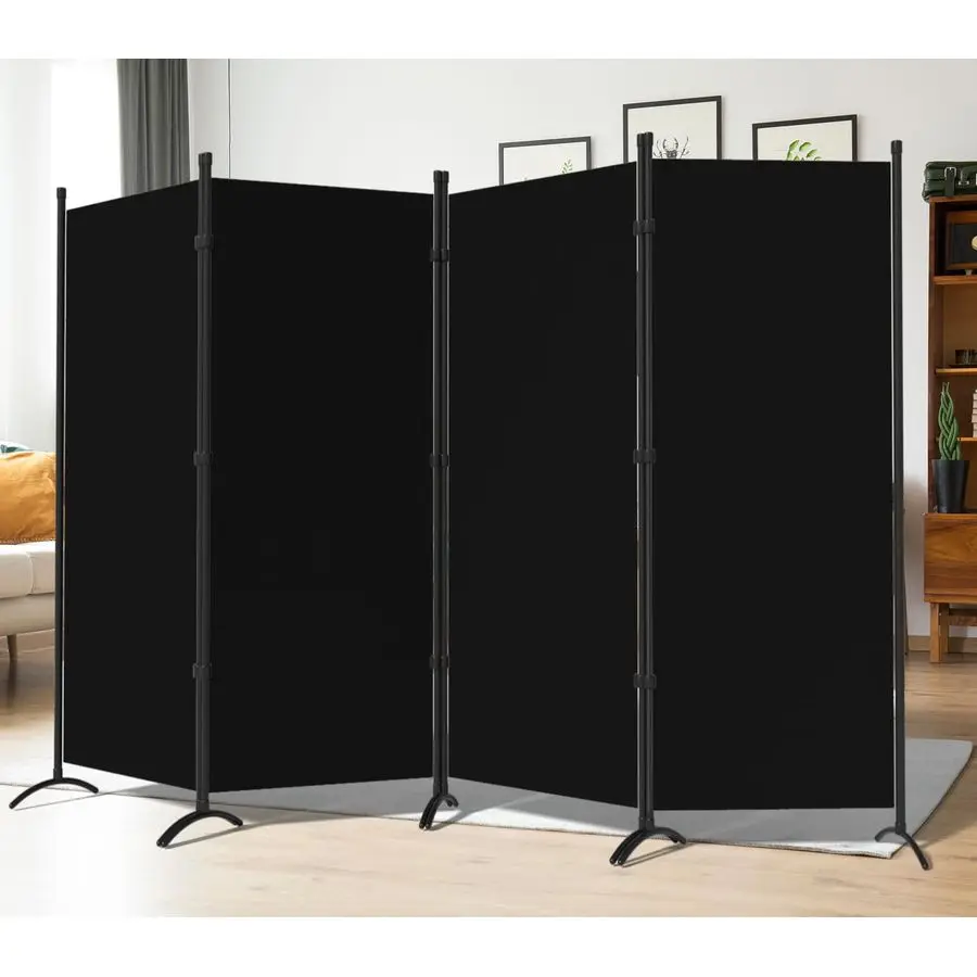 

Dividers Folding Privacy Screens 4 Panel Partition Screen Steel Frameamp Frabic Office Partition for Home Office Dorm Decor Blac