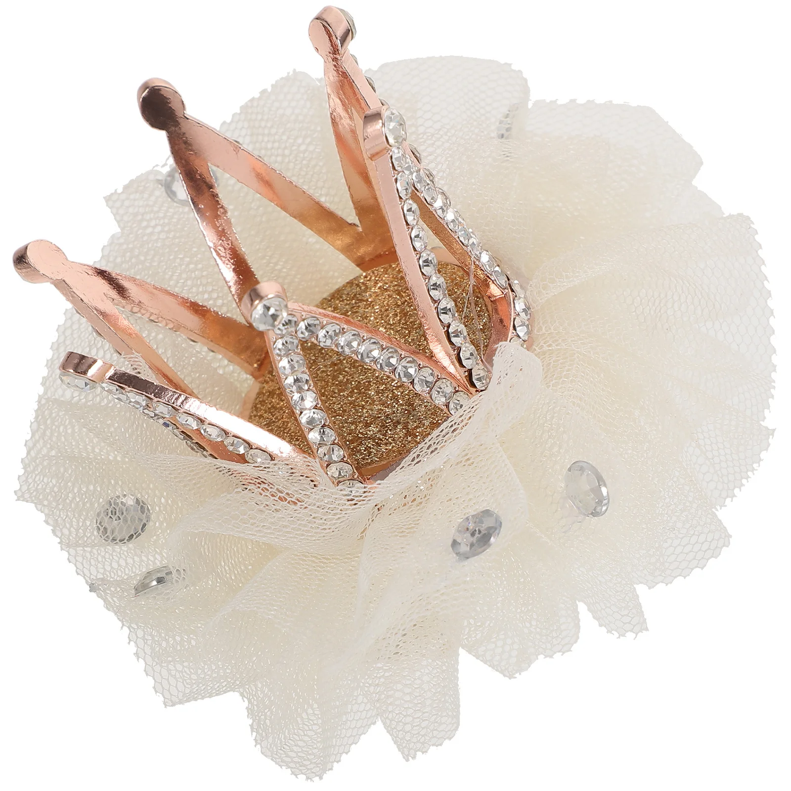 1 قطعة مشبك شعر على شكل تاج من حجر الراين إكسسوارات رائعة للفتيات باللون البيج المتين بتصميم رائع من حجر الراين #3