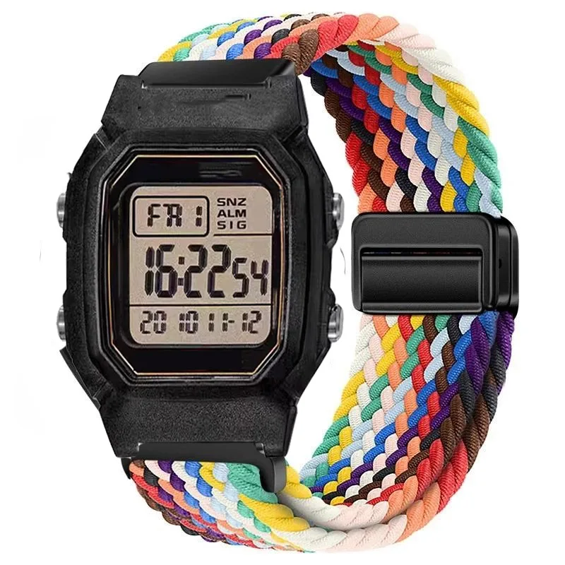18mm Nylon-Elastikband für Casio AE1200/1300, magnetisches, atmungsaktives Armband für F91W/W218/F108/A159 A158 A168 A169, geflochtenes Band – Detail 7