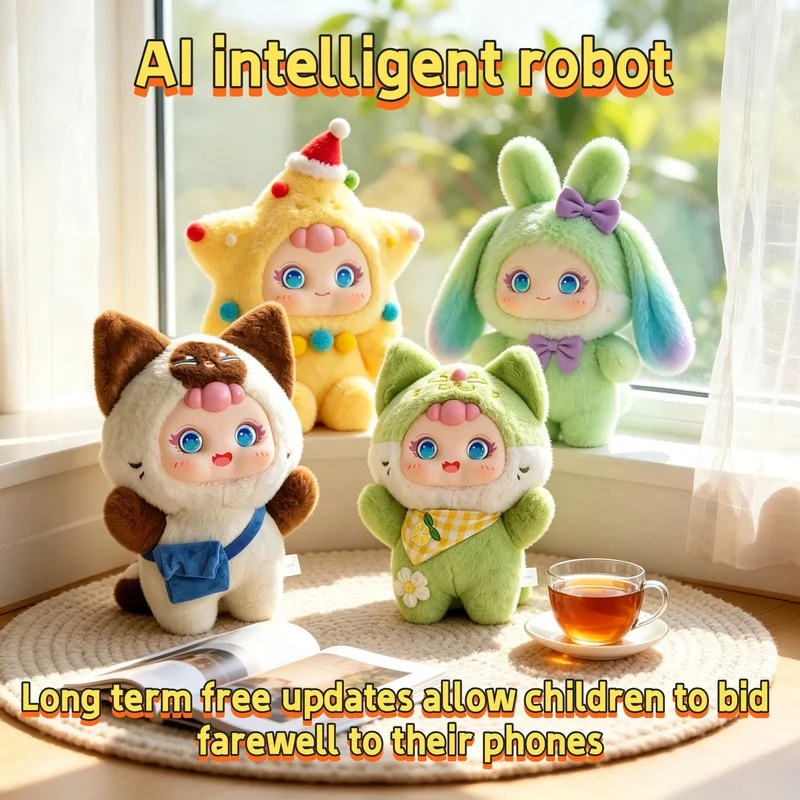 Juguete de Peluche con IA, Robot con Voz, Diálogo, Compañero Emocional, Conexión Bluetooth y Wifi, Respuesta Táctil, Mascota Electrónica para Adultos
