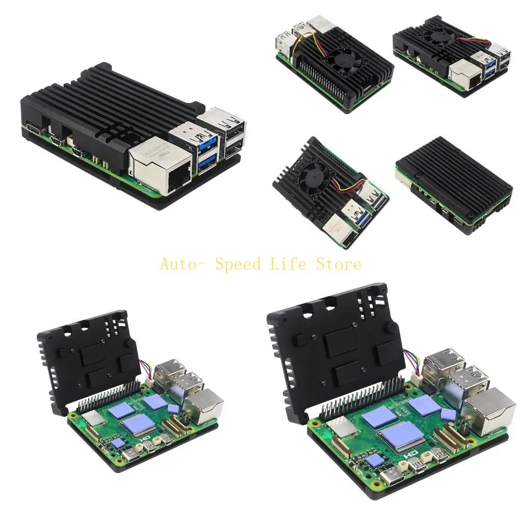 

02DA прочный алюминиевый корпус охлаждающий вентилятор для RPI 5 Heatsink Box