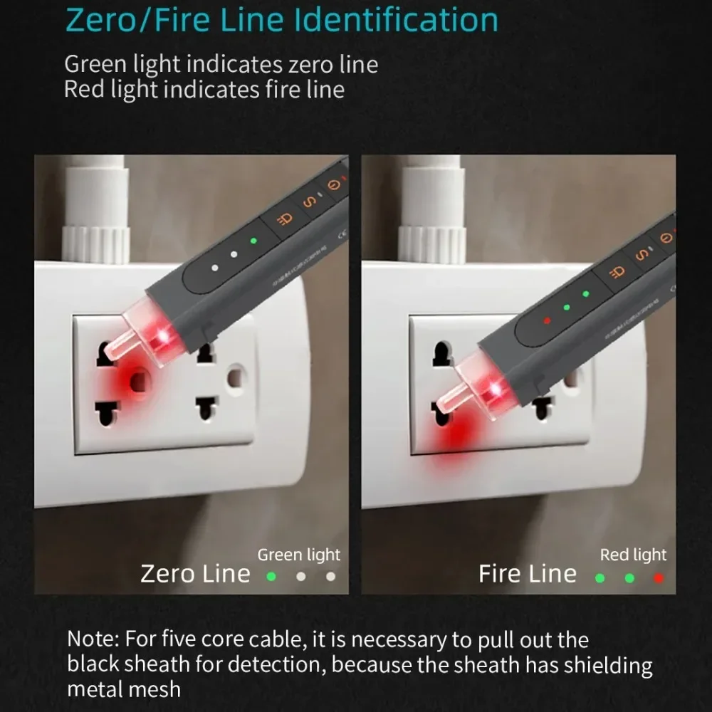 JIMIHOME Electric Test Pen Non-Contract Cordless Electricity Detector  Volt Current Electric Test Pencil Electric Sensor