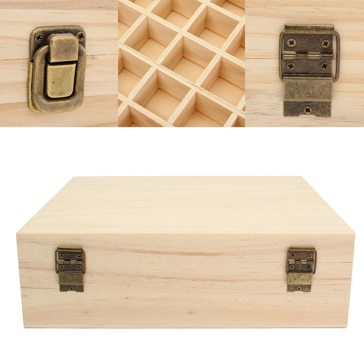 

72 Holes Essential Oil Wooden Storage Box Organizer Portable Travel Bottle Holder Case Essential Oil Storage Box