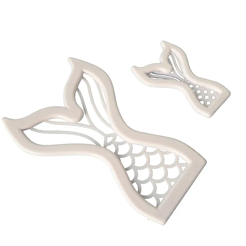 2pcs/set Plastic Mermaid Fish Tail Biscuits Mold Cake Decorating Tools DIY Fondant Cake Cookies Cutter Chocolate Baking Mould