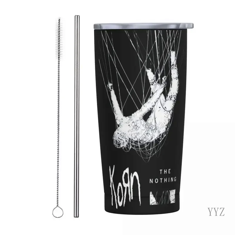 Korn The Nothing 20 Oz Tumbler Music Rock Vacuum Insulated Travel Coffee Mug with Lid and Straw Stainless Steel Smoothie Tea Mug