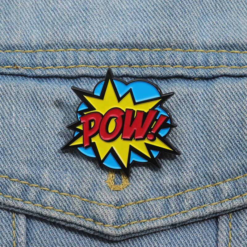 Pop Art Pines Lapel Badges Punk Funny Jewelry Gift for Kids Friends Vintage Comic POW Enamel  Brooch Custom Retro