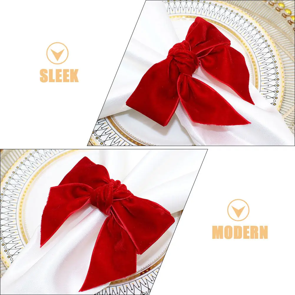 Christmas Napkin Rings Red Bow Bowknot Holder for Holiday Wedding Party Table Decor Dinner Bowknot Napkin Holder