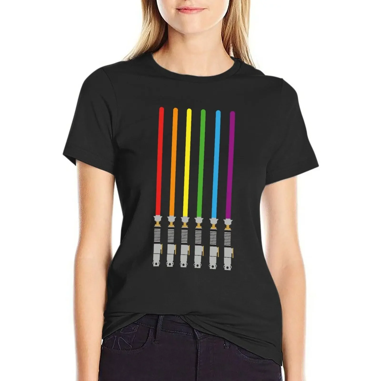 

Lightsaber Proud LGBT Rainbow T-Shirt tees cute tops shirts graphic tees summer tops T-shirts for Women