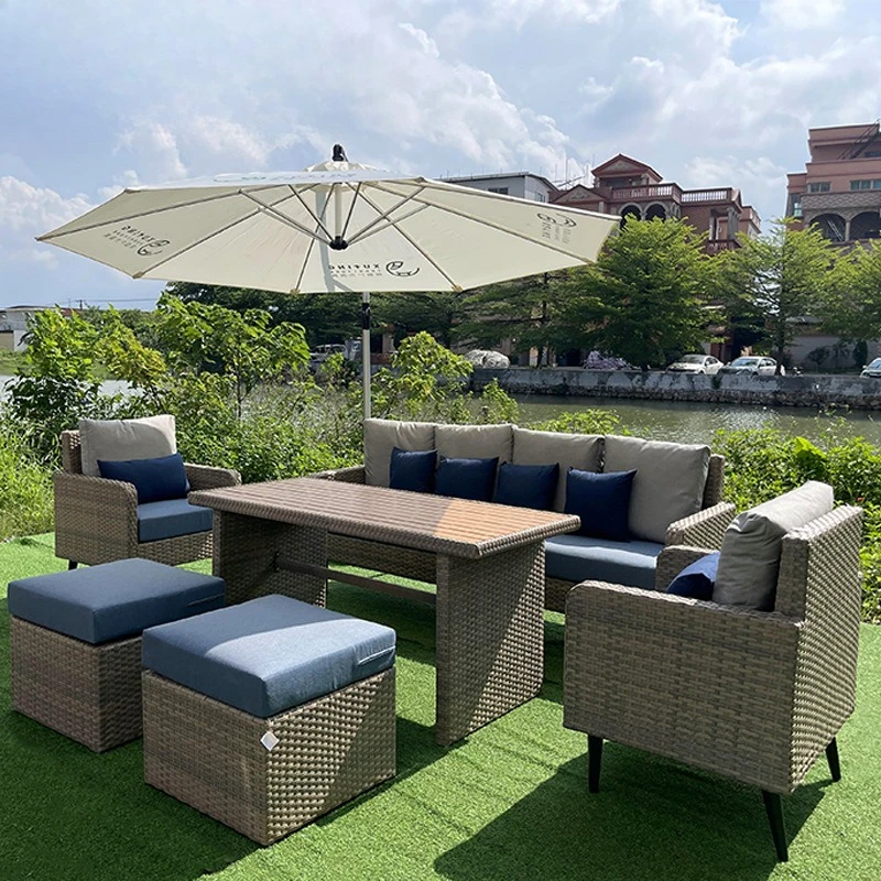

Outdoor leisure rattan sofa courtyard balcony single rattan chair coffee table combination sun protection waterproof garden vill