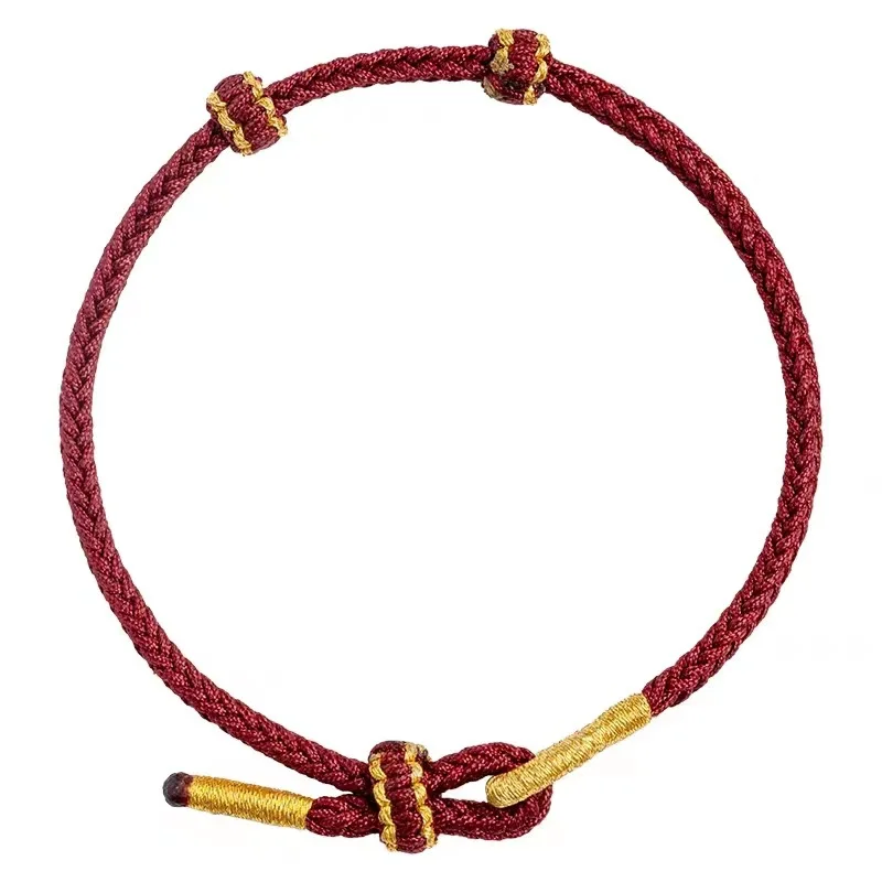 2026 New Hand Woven Red String Bracelet Semi Finished DIY Cord Beadable Gold Fittings Couple Jewelry Holiday Gift
