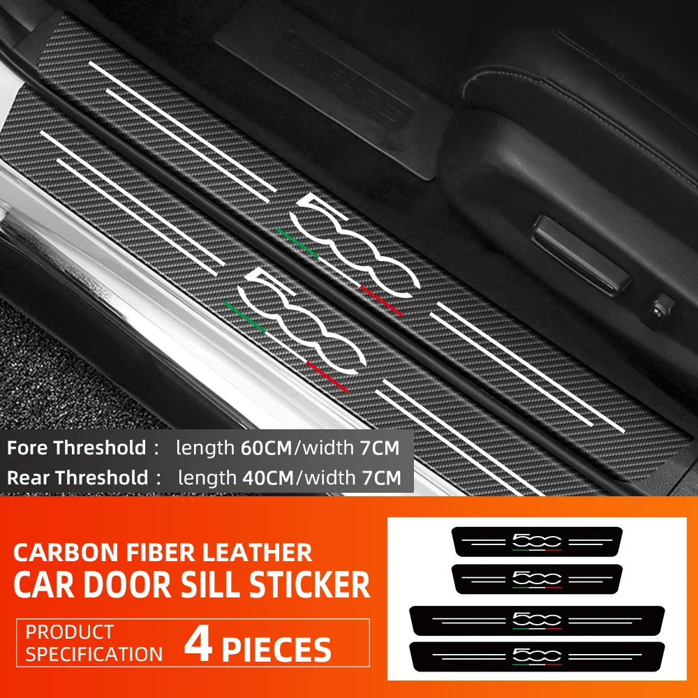 

Carbon Fiber Leather Car Threshold Trunk Dust-proof Protective Stickers Decorative Strips For Fiat 500 500S 500L 500C 500X