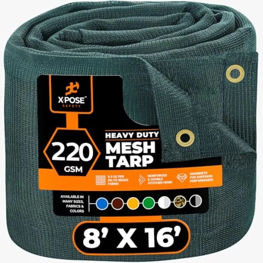 

Heavy Duty Mesh Tarp 8' x 16' 70% Sunblock Shade Cloth with Grommets for Garden Fence Privacy Screen Canopies Dump Trucks Pool