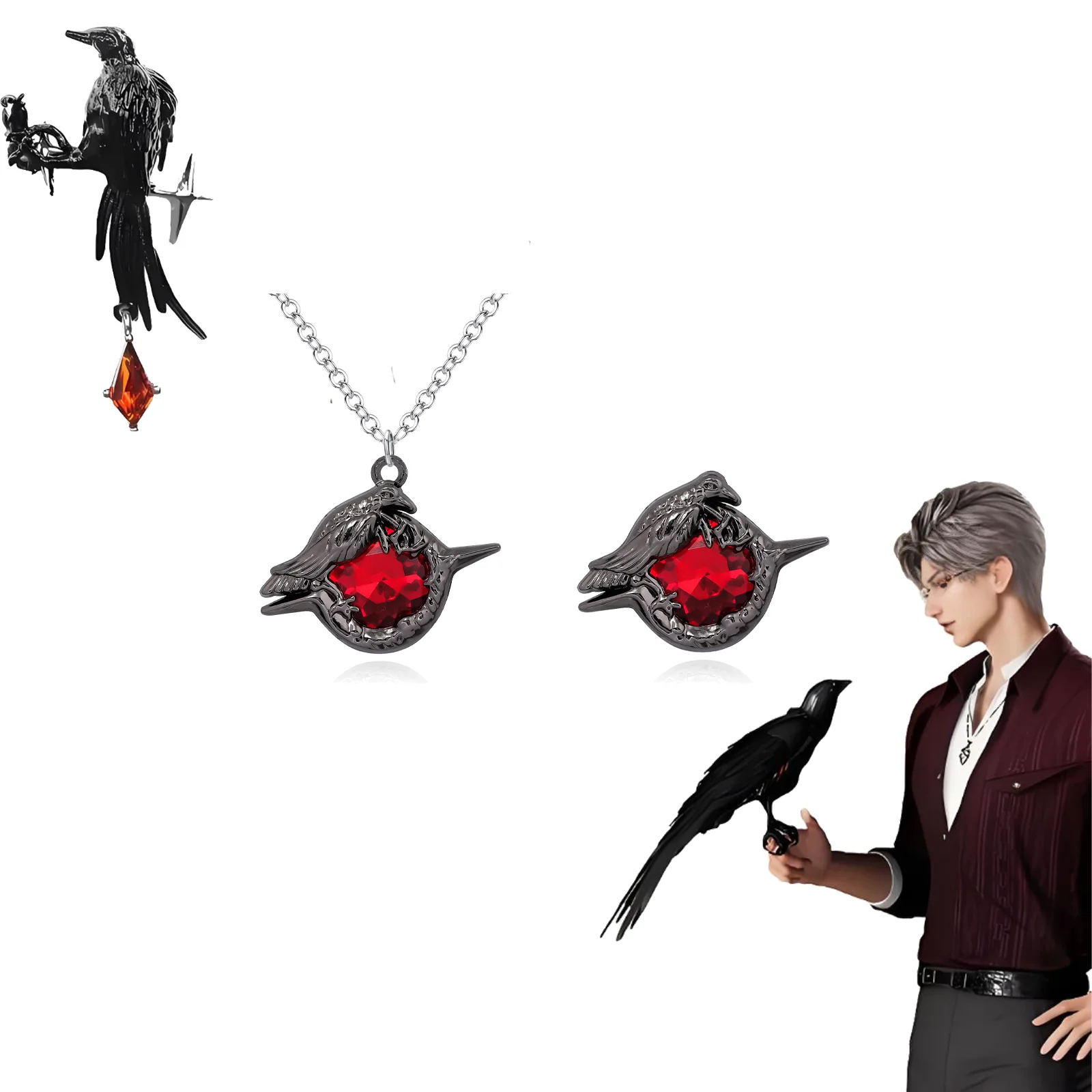 Game Love and Deepspace Brooch Handsome Male Protagonist Qin Che Crow Badge Night Raid Chapter Metal Suit Cos Accessories