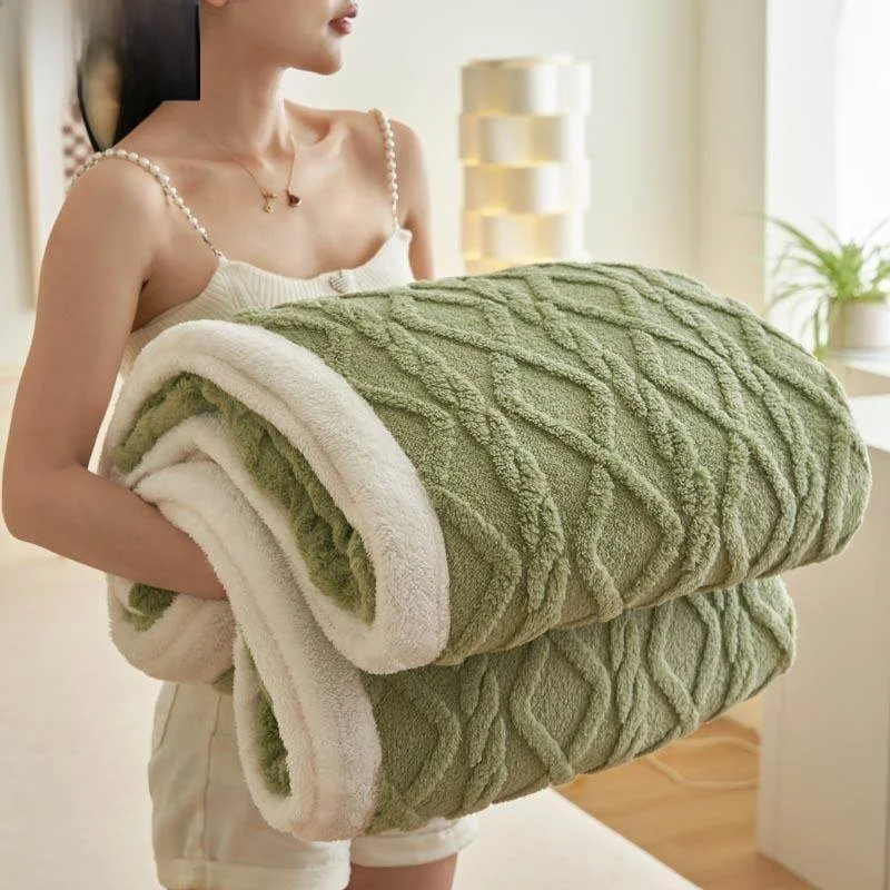 

Thiened Coral Fce Blanket Tatf Velvet Winter Air Conditioner Cover for Office Nap Single Sofa Cover Warmth And Comfort