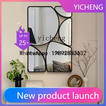 retro fireplace decorative mirror light luxury wall decoration pendant irregular mirror creative background wall pendant