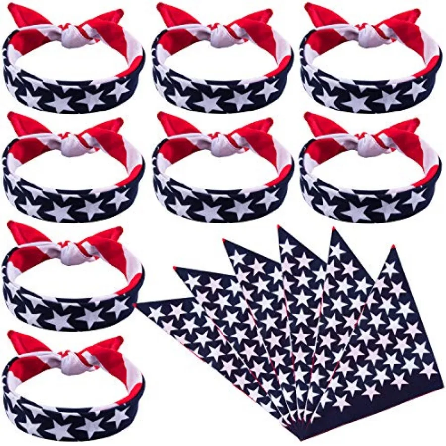 

13 Pieces American Flag Bandanas Headband USA Flag Clothing Bandana Patriotic Accessories