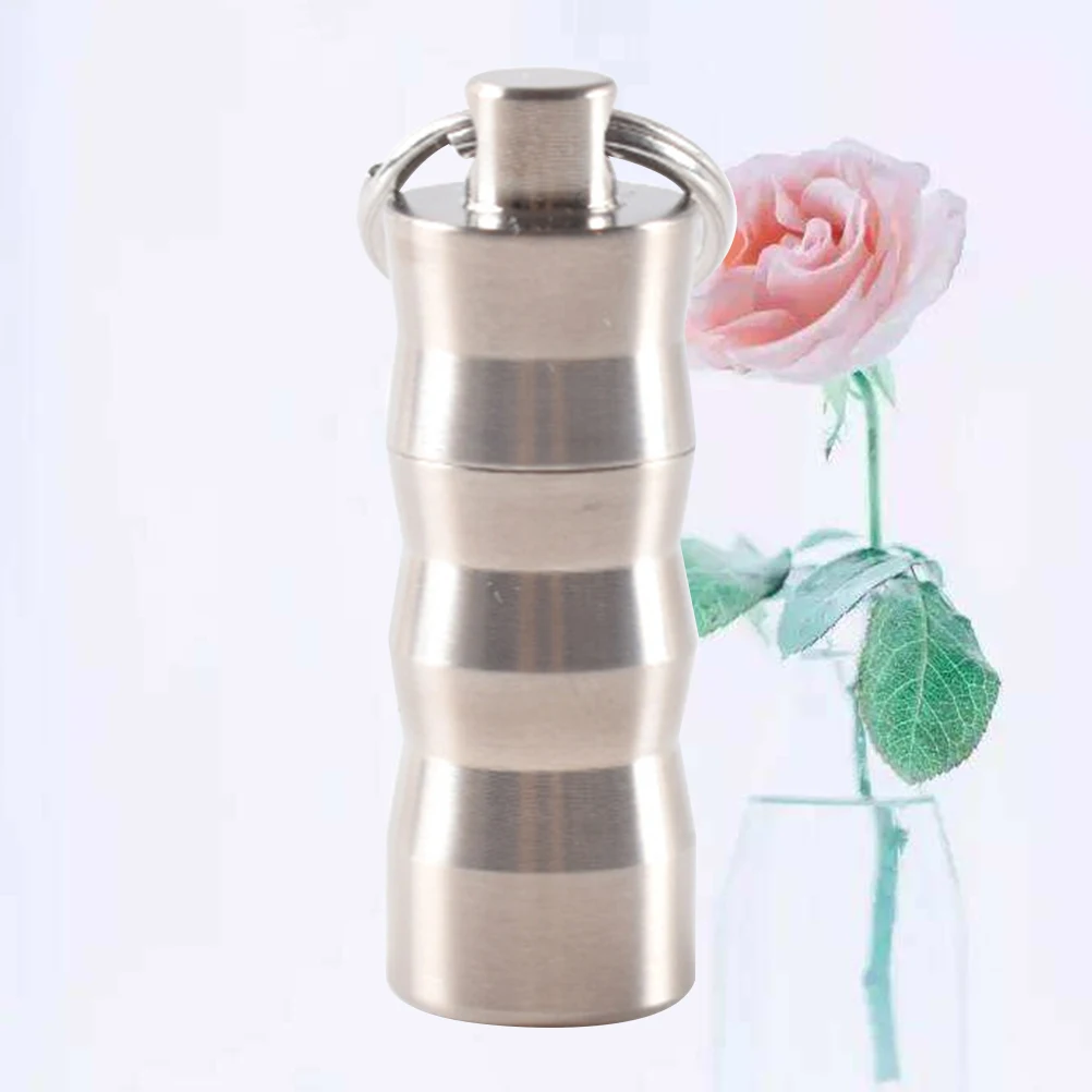 

Titanium Mini Emergency Pill Box Outdoor Waterproof Portable Keychain Pill Container Organizer Holder for Travel Camping