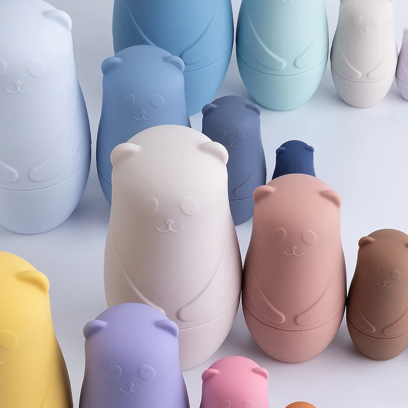 1setMontessori Nesting Dolls Spielzeug Russische Matroschka Puppe Pädagogisches Spielzeug für Kinder Silikon Stacking Blocks Puppe Innen Puppe – Detail 14