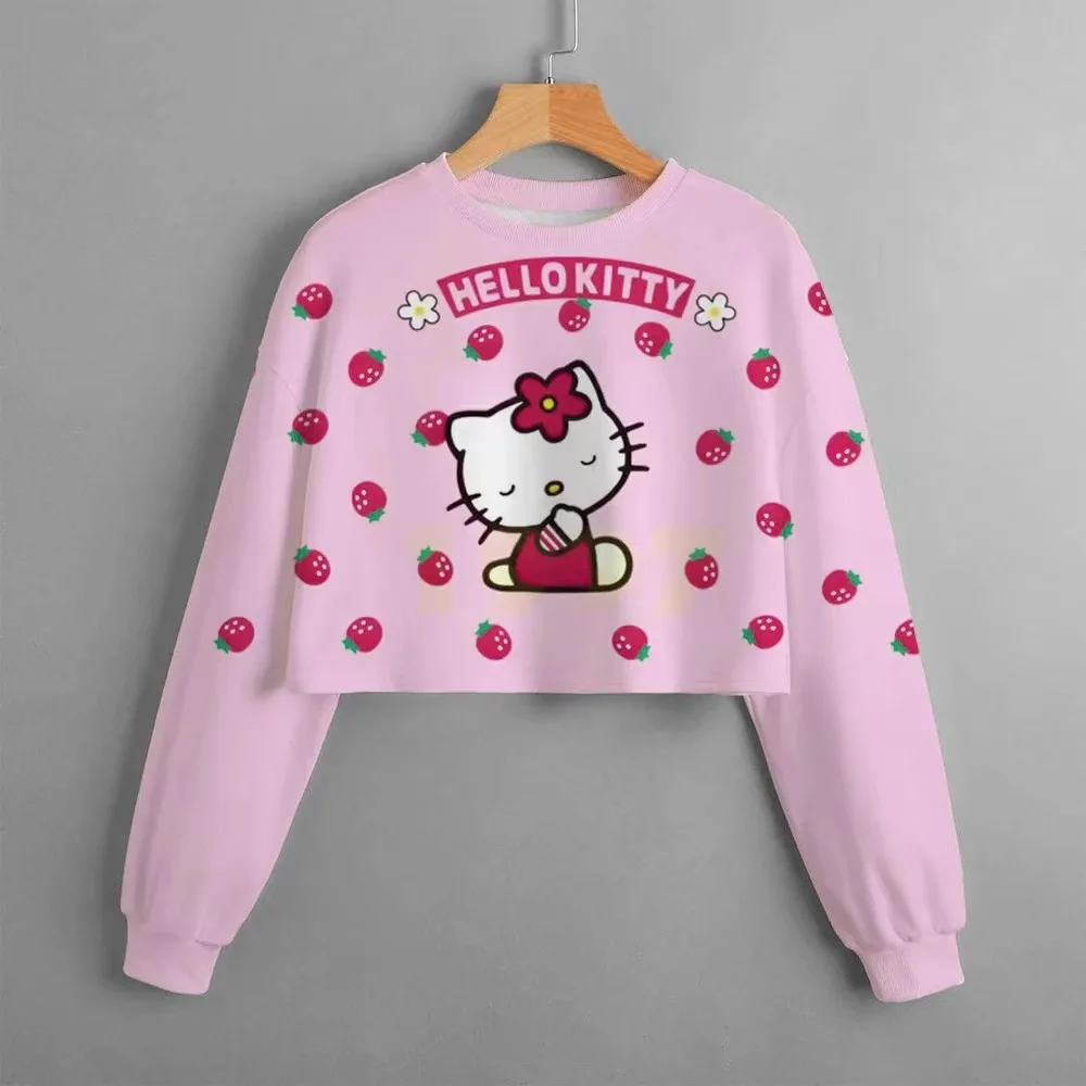 2024 Disney Joint Classic Series Girls Sweatshirt Spring And Autumn Childlike And Comfortable Hello Kitty Printed Round Neck Top