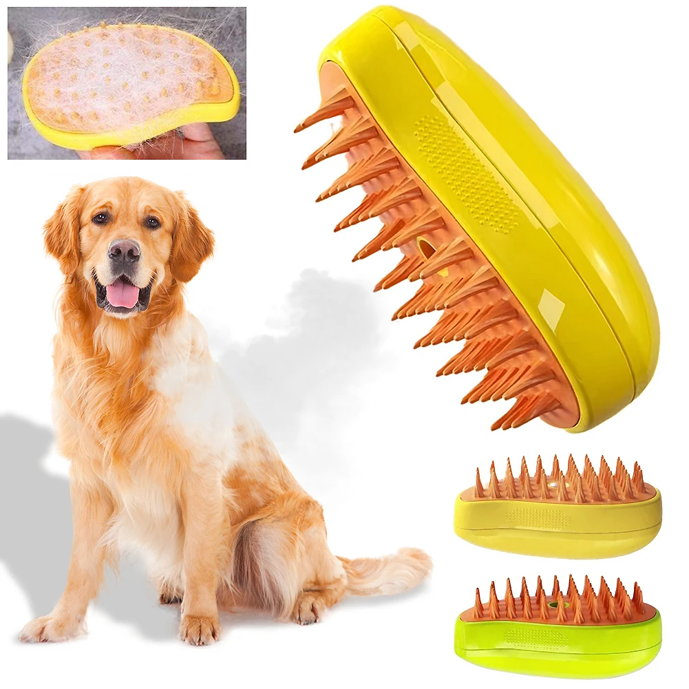 Pet Dog Steam Brush Electric Spray Cat Hair Comb 3 in1 Dog Steamy Brush for Massage Pet Grooming Removing Tangled and Loose Hair