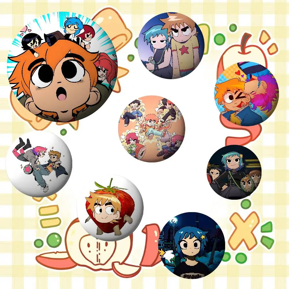 

Funny Scott Pilgrim Vs The World Brooches Stylish Ornament Pins Exquisite Round Badge Bag Accessories Jewelry Gifts