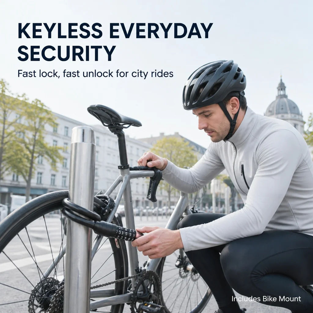 Bike Cable Lock 4/5 Digit Combination Password Bicycle Security Steel Wire Lock Anti-Theft Cycling Lock with Mount Bracket