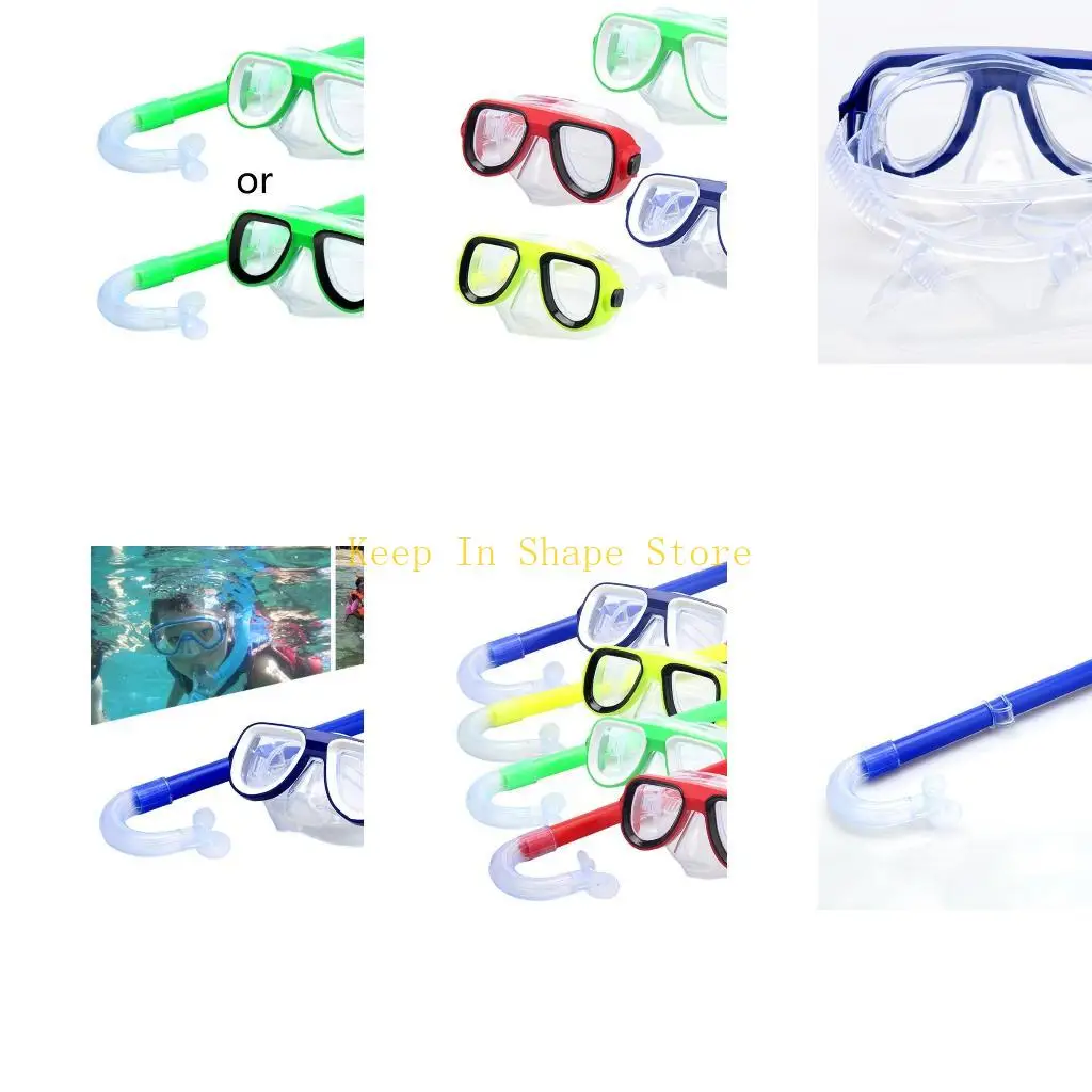 U1JC Children Kids Snorkel Set Snorkeling Mask Swimming Goggles Glasses with Dry Snorkels Tube Equipment Non-Toxic Diving