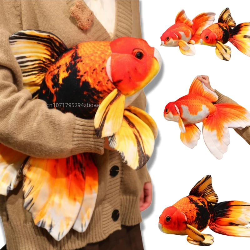 

50cm Lifelike Swim Goldfish Plush Doll Pillow Red Black Pattern Goldfish Marine Animal Plush Toy Home Decor Gift For Children