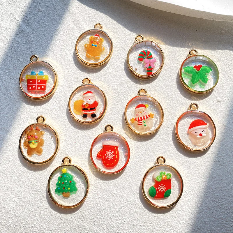 10Pcs Mode Santa Claus Elch Baum Charms Legierung Anhänger Für Schlüsselbund Ohrringe Halskette DIY Handwerk Schmuck Machen Weihnachten geschenk