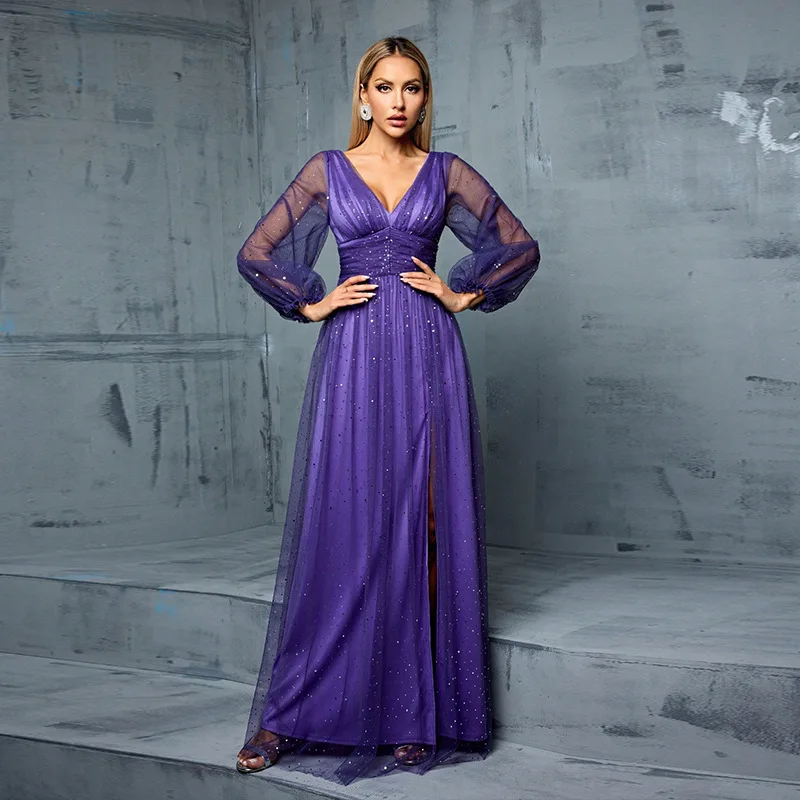 Elegant Sheer Shimmering ชุดราตรีงานแต่งงานเลื่อมชุดแต่งงาน 2025 ฤดูร้อนชุด Robe Vestido ผู้หญิง Elegant