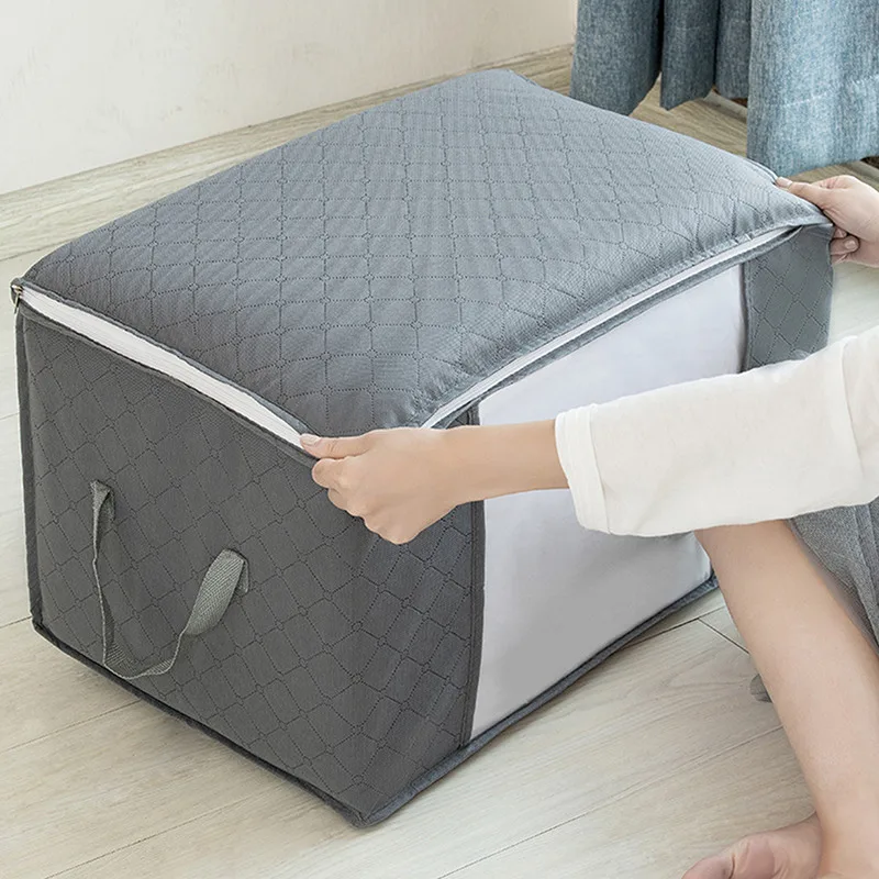 Non-Woven Clothes Quilt Storage Bag Dust-Proof Sweater Blanket Organizer Box Foldable Sorting Pouche Home Storage Large Capacity