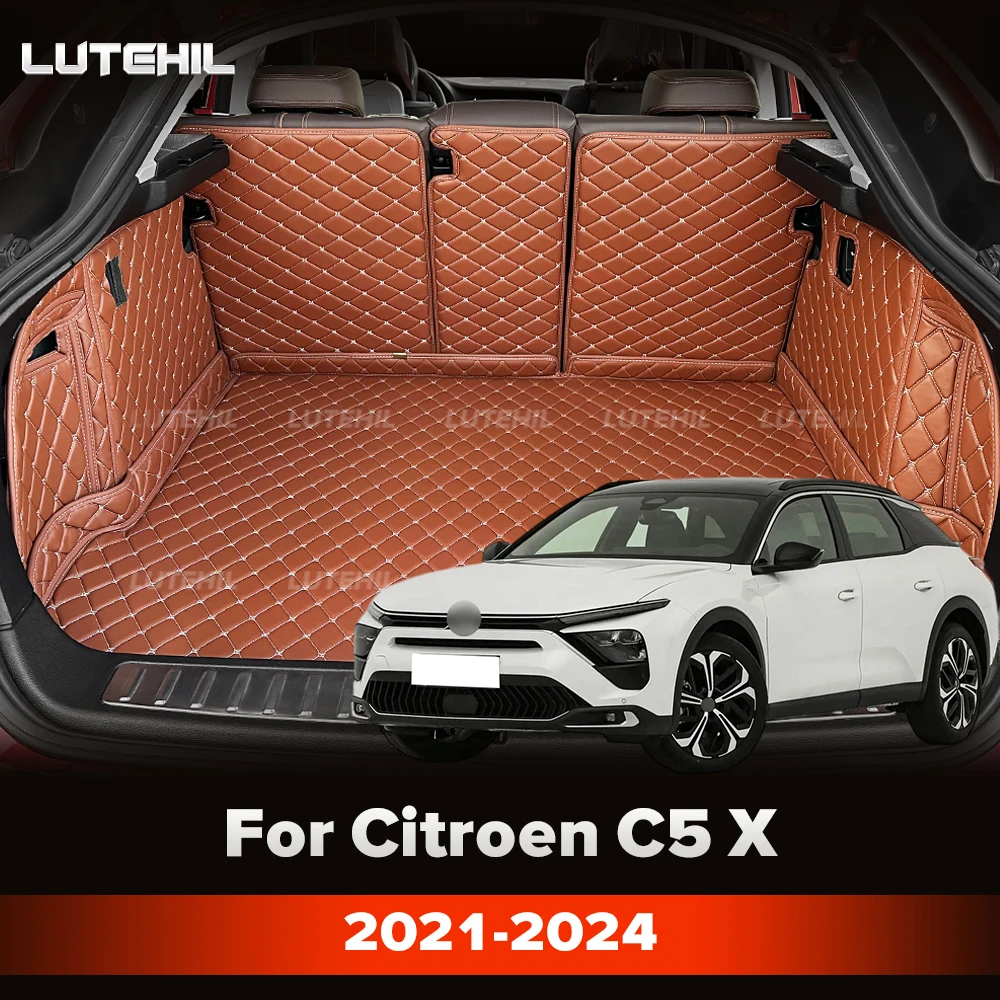 Cargo Liner For Citroen C5X 2021-2024 23 22 21 Car Trunk Mats Carpet With Backrest Protectors Cargo Mats Accessories Waterproof