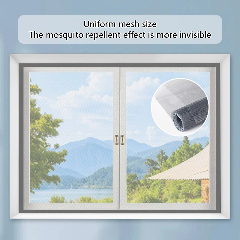 Gray PP Nano Self-Stick Window Insect Screen Breathable Anti-Bug Mesh Removable Washable Net