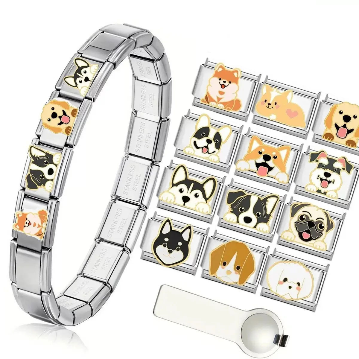 

SHIQING Animal Modular Stainless Steel Bracelets Woman Ocean Series Charm Links Making Top Fashion DIY Jewelry Festival Gift