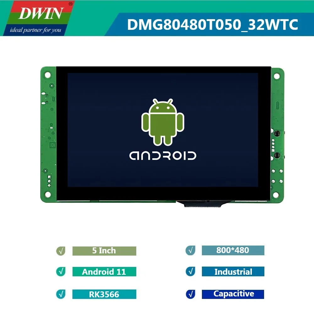 

DWIN 800*480 5 "5-дюймовая Система Android 11 встроенный емкостный ЖК-модуль Поддержка USB, Wi-Fi, Ethernet, RTC и RS232 TTL порт