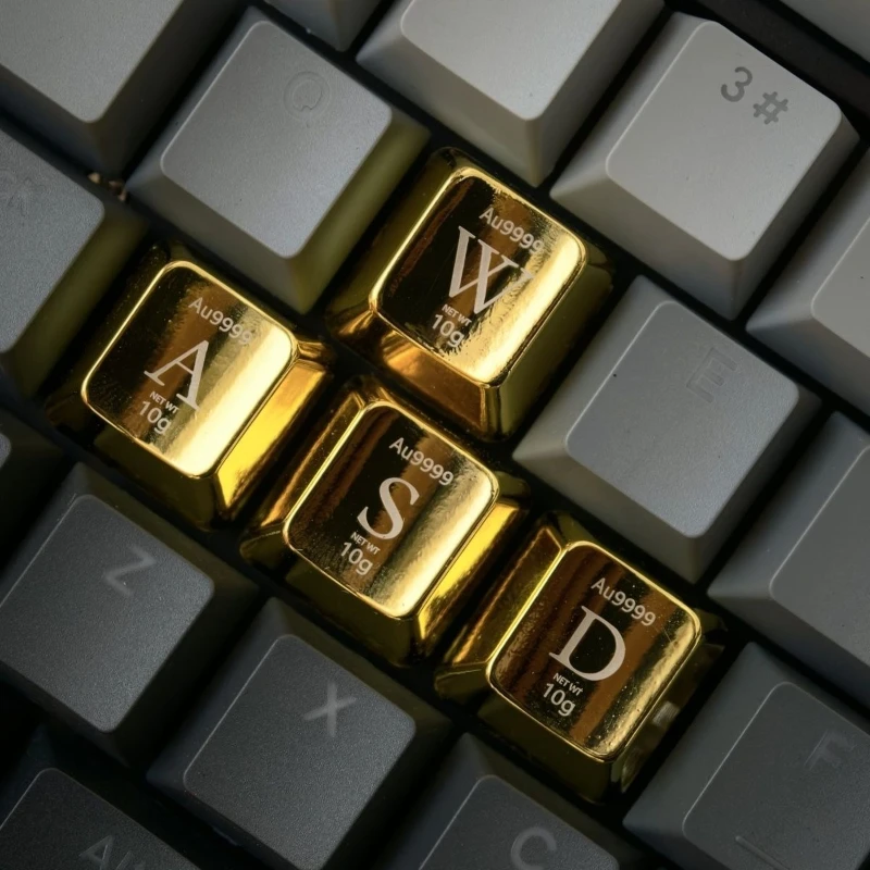 

Metal Keycap Shows Off Gold WASD Keycap Set Zinc Alloy Custom Keycaps for Mechanical Keyboard Key Caps Gamer DIY Keyboard Gifts