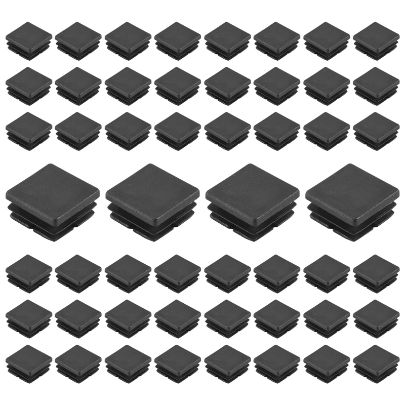 사각 튜브 엔드 캡 플라스틱 플러그, 포스트 파이프 캡 커버, 튜브 인서트, 의자 글라이드 플러그, 1 인치, 200 개
