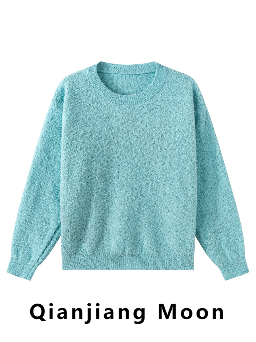 

Мягкий длинный женский вязаный свитер в стиле ретро, свободный крой, осень-зима, модный, универсальный, удобный, теплый круглый топ