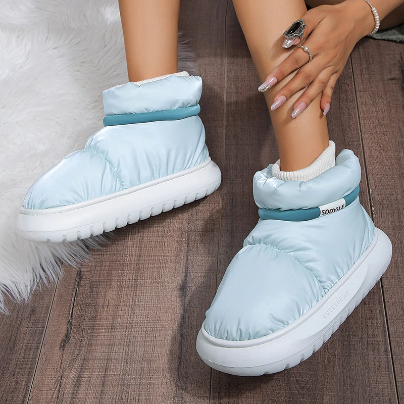 Waterproof Down Snow Boots Woman Non-Slip Platform Ankle Boots Women\'s 2023 Winter Warm Plush Cotton Padded Shoes Thick Bottom