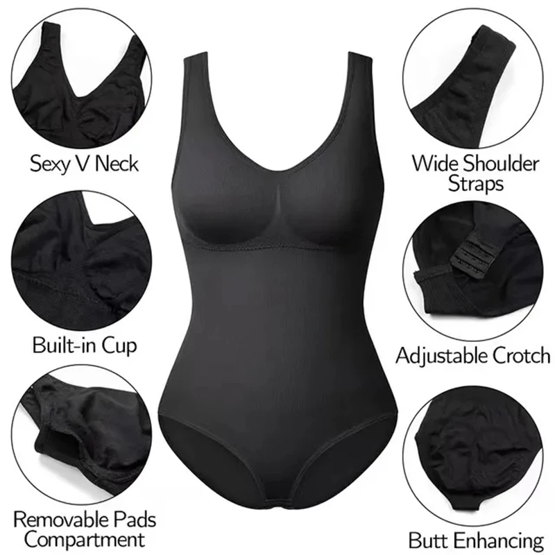 Large Size One Piece Body Shapewear Bodysuit Waist Trainer Women's Corset Seamless Abdomen Pant Crotch Buckle Slimming Underwear