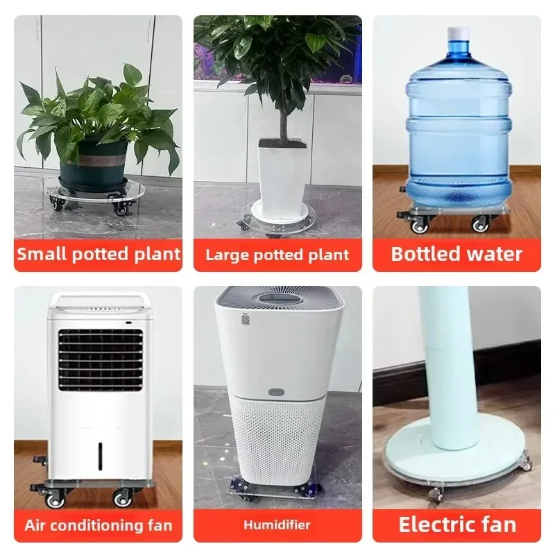 Acrylic transparent flower pot tray universal roller round rectangular movable thickened base