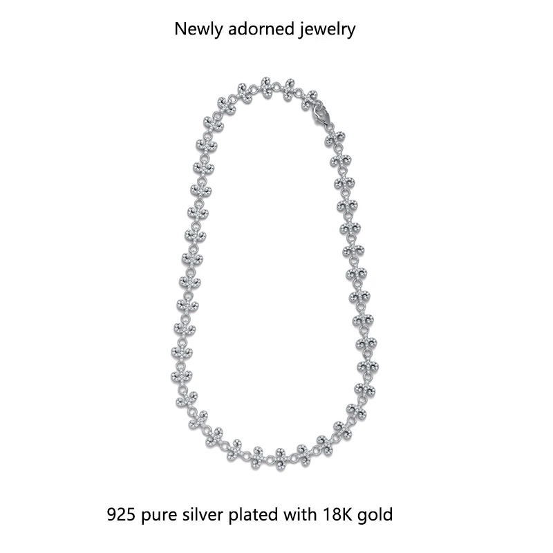 

925 Silver Plated Moissanite Hip-hop Full Diamond Unisex Necklace - New Style for European and American Cross-border E-commerce